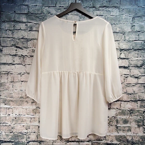 Boho cream peasant top by Monteau size L EUC - Picture 5 of 8